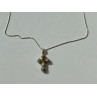 925 Sterling Silver Amber & Multicolor Agate Chain with Cross