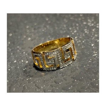 925 Sterling Silver Gold Plated Diamonds Ring Size 5.5
