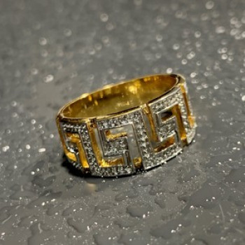 925 Sterling Silver Gold Plated Diamonds Ring Size 5.5
