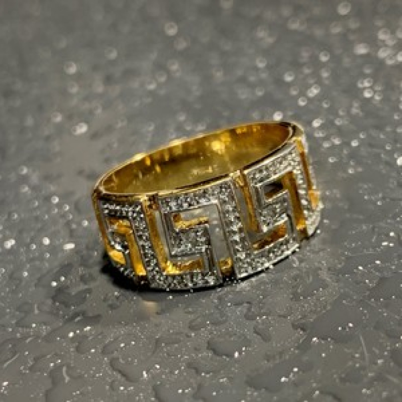 925 Sterling Silver Gold Plated Diamonds Ring Size 5.5