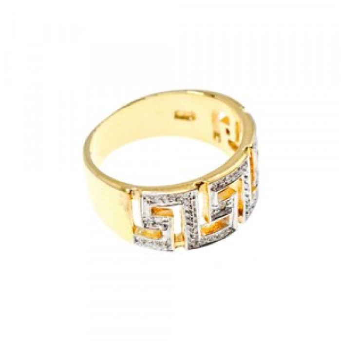 925 Sterling Silver Gold Plated Diamonds Ring Size 5.5