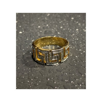 925 Sterling Silver Gold Plated Diamonds Ring Size 5.5