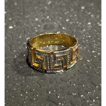 925 Sterling Silver Gold Plated Diamonds Ring Size 5.5