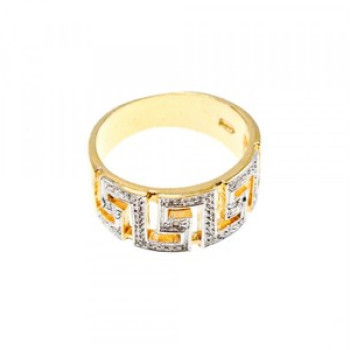 925 Sterling Silver Gold Plated Diamonds Ring Size 5.5