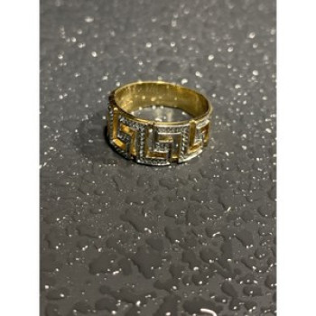 925 Sterling Silver Gold Plated Diamonds Ring Size 5.5