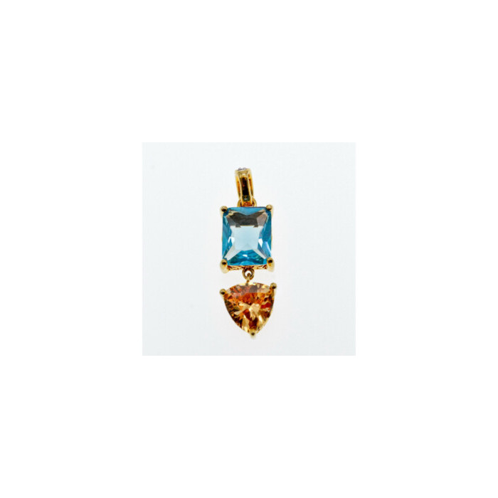 925 STERLING SILVER GOLD PLATED TOPAZ, HELIODOR & CZ PENDANT