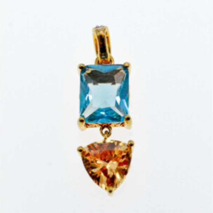 925 Sterling Silver Gold Plated Topaz, Heliodor & CZ Pendant
