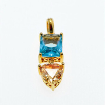 925 Sterling Silver Gold Plated Topaz, Heliodor & CZ Pendant
