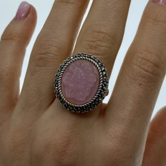 925 Sterling Silver Agate & Marcasites 