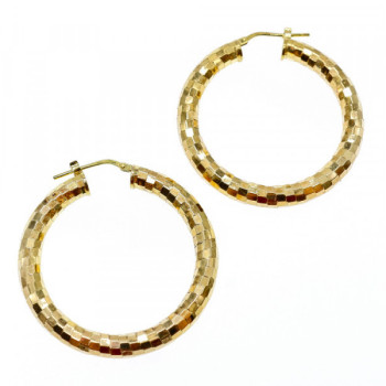925 Sterling Silver Gold Plated Hoop Earrings Italy