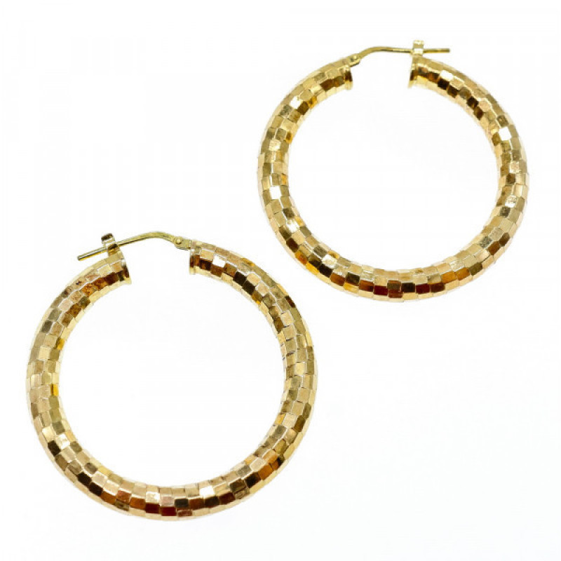 925 Sterling Silver Gold Plated Hoop Earrings Italy