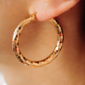 925 Sterling Silver Gold Plated Hoop Earrings Italy
