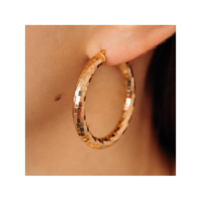 925 STERLING SILVER GOLD PLATED HOOP EARRINGS ITALY