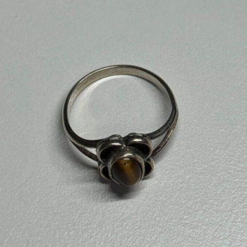 Vintage 925 Sterling Silver Amber Ring Size 5