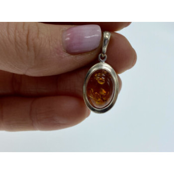 925 Sterling Silver Amber Pendant