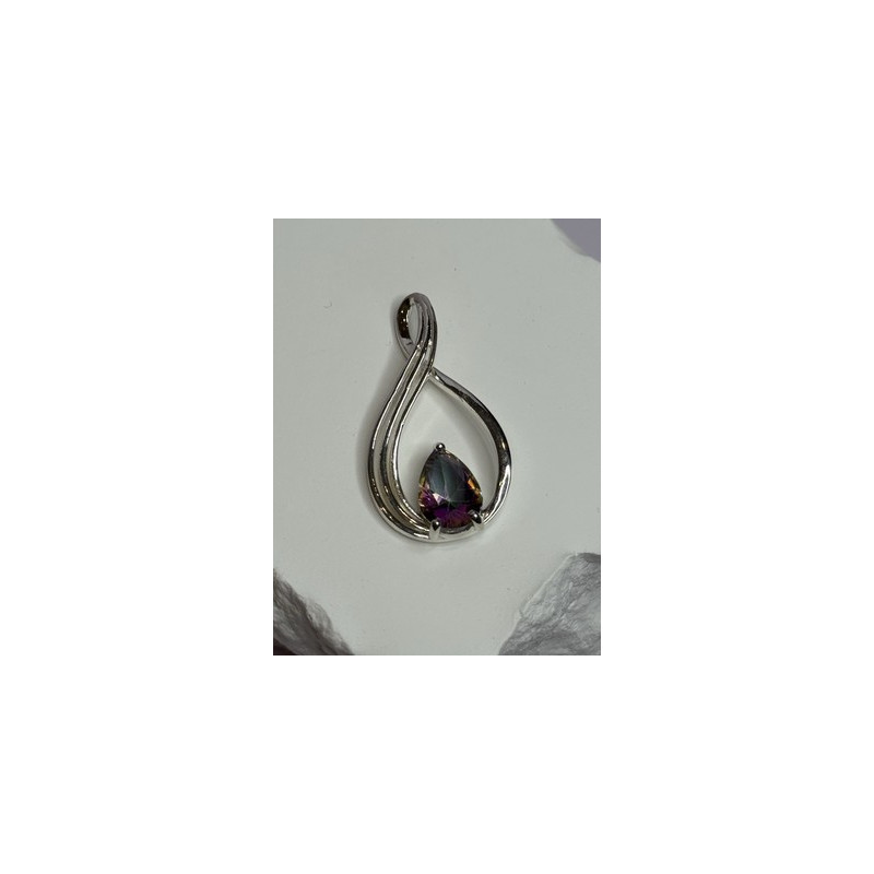 925 Sterling Silver Alexandrite Pear Pendant Length 1.5 Inch