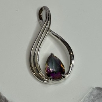 925 Sterling Silver Alexandrite Pear Pendant Length 1.5 Inch