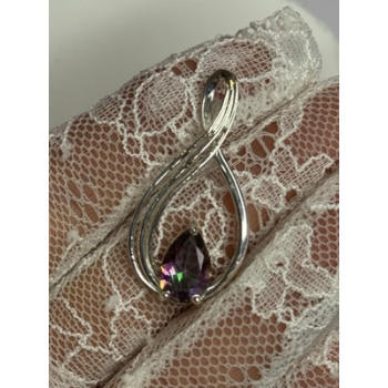 925 Sterling Silver Alexandrite Pear Pendant Length 1.5 Inch