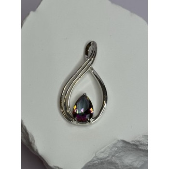 925 Sterling Silver Alexandrite Pear Pendant Length 1.5 Inch