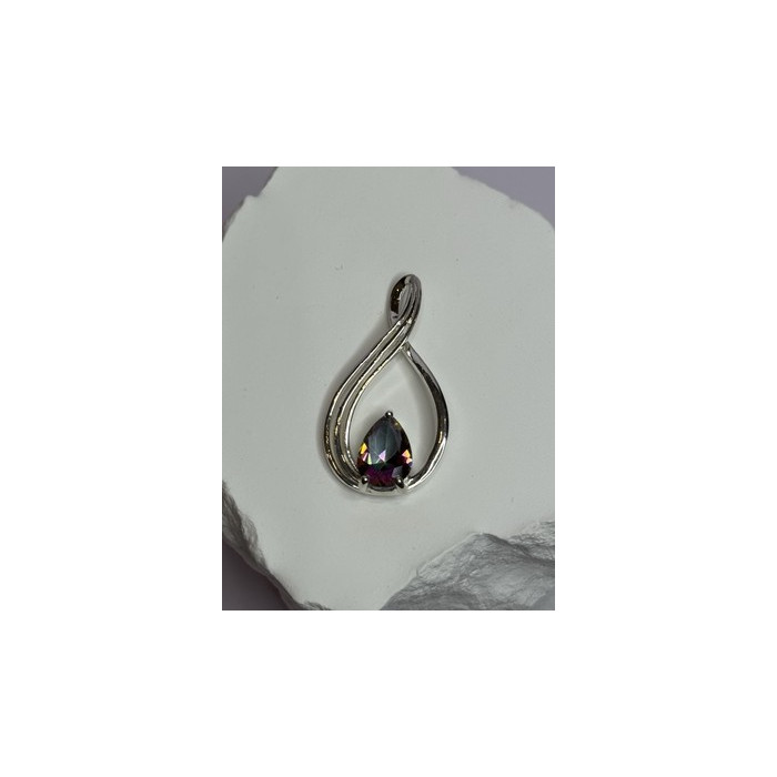 925 Sterling Silver Alexandrite Pear Pendant Length 1.5 Inch
