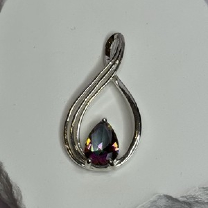 925 Sterling Silver Alexandrite Pear Pendant Length 1.5 Inch