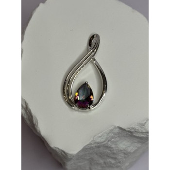 925 Sterling Silver Alexandrite Pear Pendant Length 1.5 Inch
