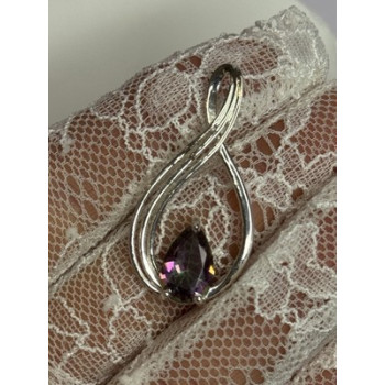 925 Sterling Silver Alexandrite Pear Pendant Length 1.5 Inch