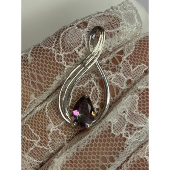 925 Sterling Silver Alexandrite Pear Pendant Length 1.5 Inch