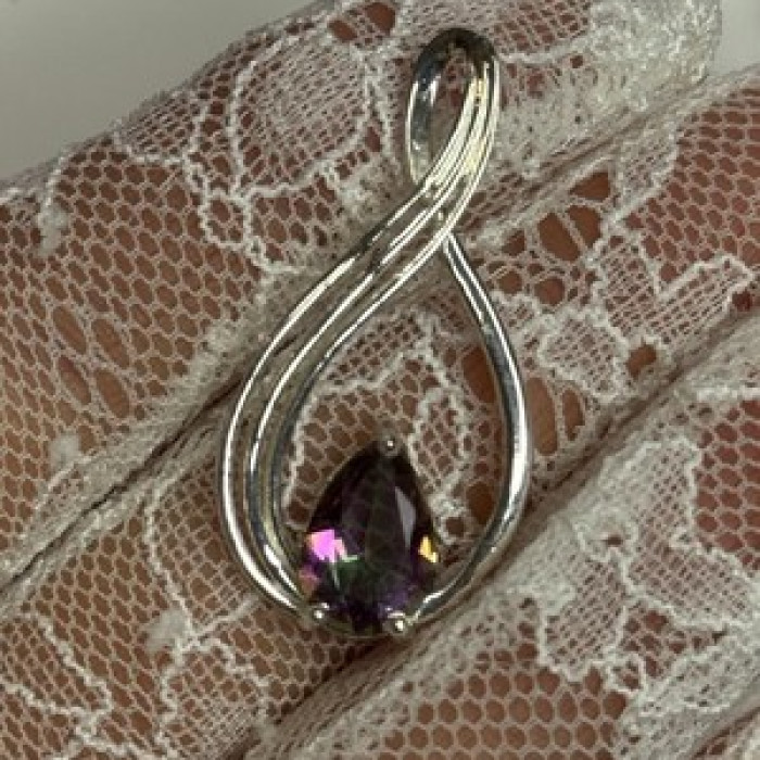 925 Sterling Silver Alexandrite Pear Pendant Length 1.5 Inch
