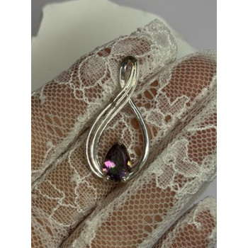 925 Sterling Silver Alexandrite Pear Pendant Length 1.5 Inch