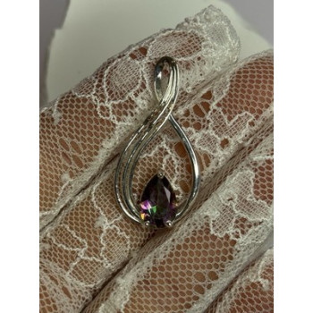 925 Sterling Silver Alexandrite Pear Pendant Length 1.5 Inch