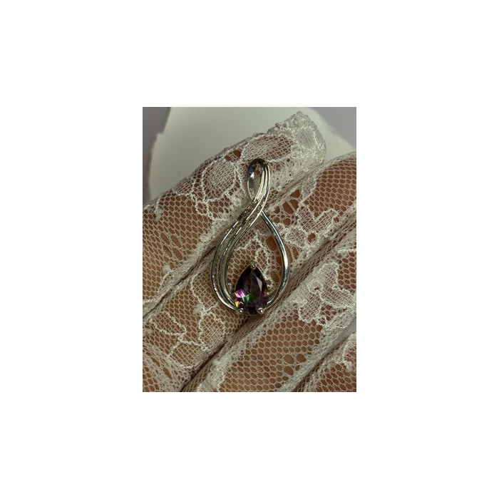 925 Sterling Silver Alexandrite Pear Pendant Length 1.5 Inch