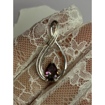 925 Sterling Silver Alexandrite Pear Pendant Length 1.5 Inch
