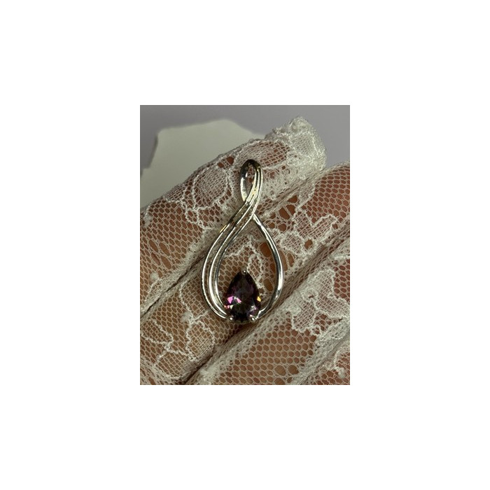 925 Sterling Silver Alexandrite Pear Pendant Length 1.5 Inch