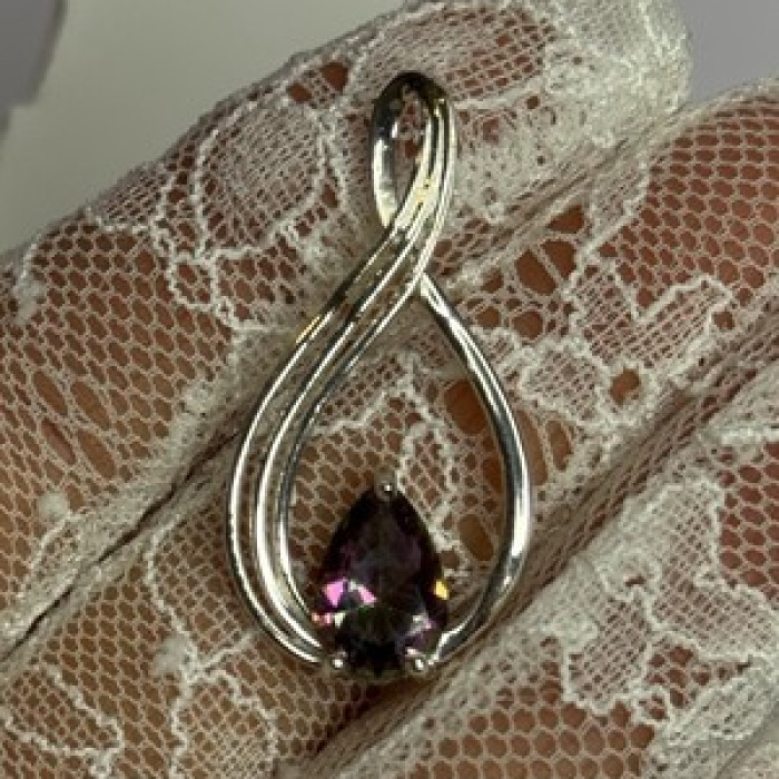 925 Sterling Silver Alexandrite Pear Pendant Length 1.5 Inch