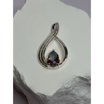 925 Sterling Silver Alexandrite Pear Pendant Length 1.5 Inch