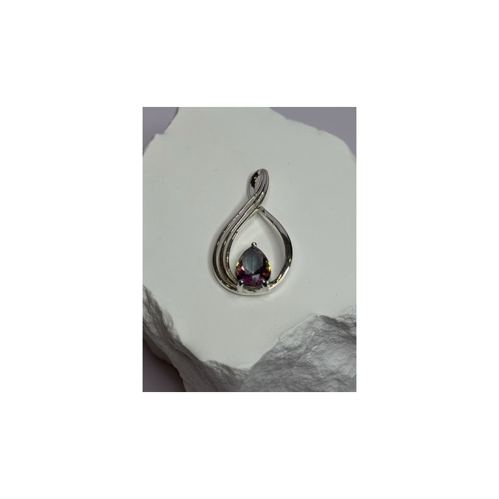 925 Sterling Silver Alexandrite Pear Pendant Length 1.5 Inch