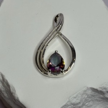 925 Sterling Silver Alexandrite Pear Pendant Length 1.5 Inch