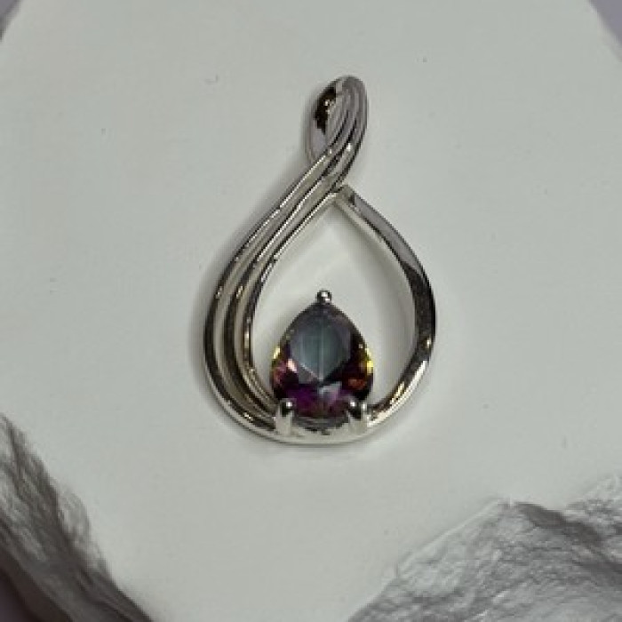 925 Sterling Silver Alexandrite Pear Pendant Length 1.5 Inch