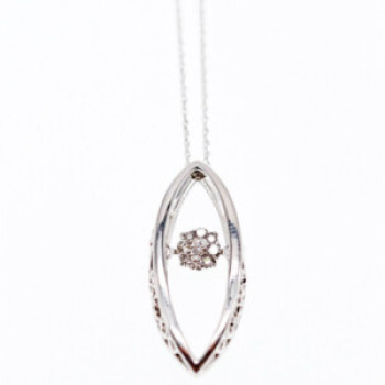 10K White Gold Diamonds Chain With Pendant