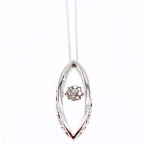 10K White Gold Diamonds Chain With Pendant