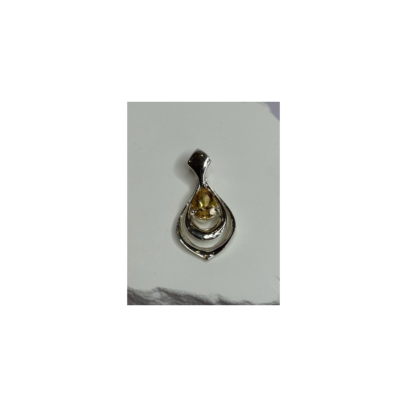 925 Sterling Silver Citrine Pear Pendant Length 1.3 Inch