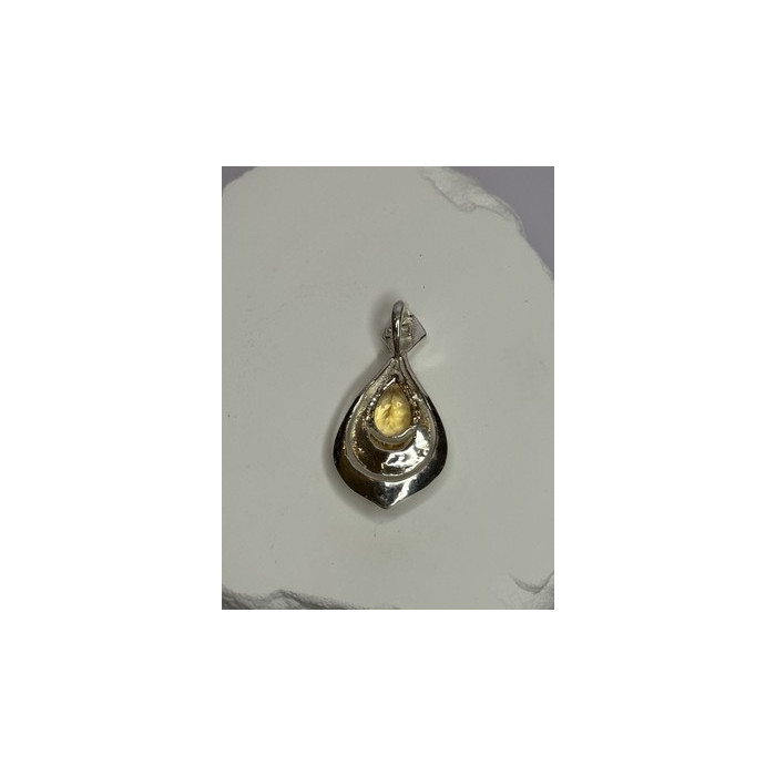 925 Sterling Silver Citrine Pear Pendant Length 1.3 Inch