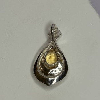 925 Sterling Silver Citrine Pear Pendant Length 1.3 Inch