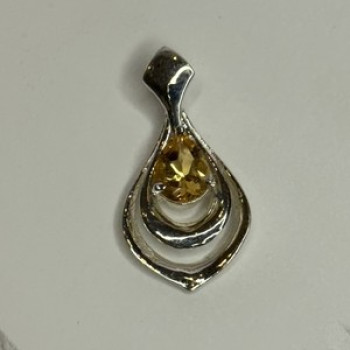 925 Sterling Silver Citrine Pear Pendant Length 1.3 Inch