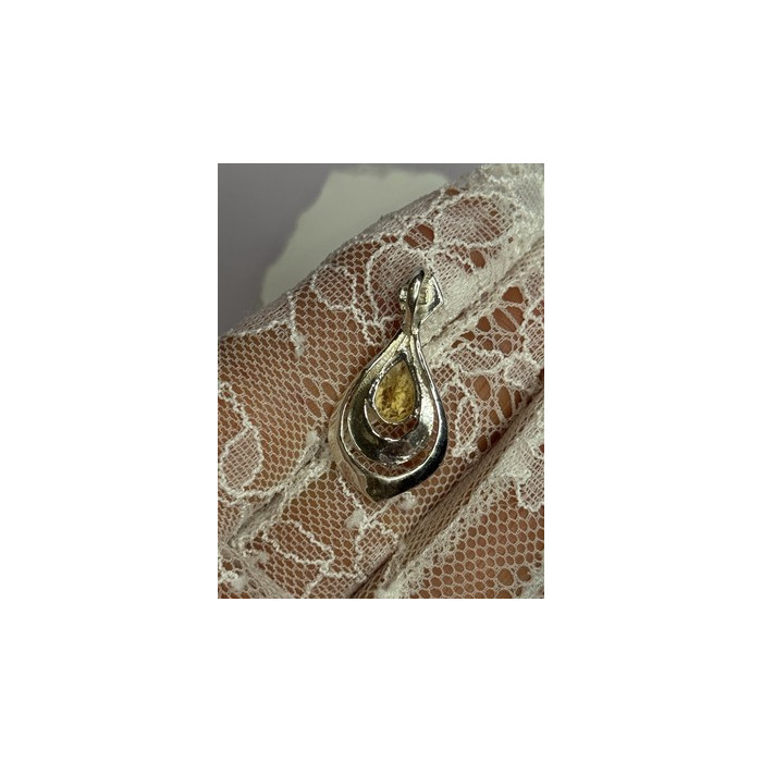 925 Sterling Silver Citrine Pear Pendant Length 1.3 Inch