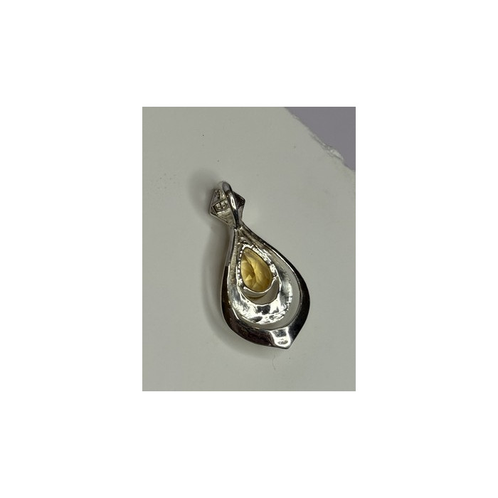 925 Sterling Silver Citrine Pear Pendant Length 1.3 Inch