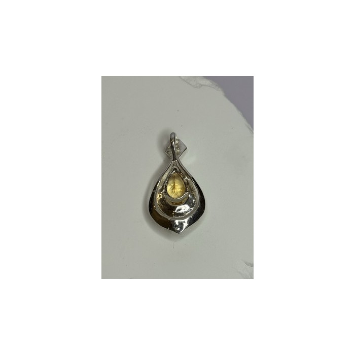 925 Sterling Silver Citrine Pear Pendant Length 1.3 Inch