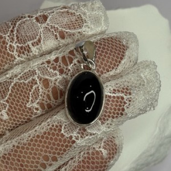925 Sterling Silver Black Onyx Pendant Length 1.2 Inch