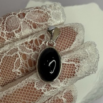925 Sterling Silver Black Onyx Pendant Length 1.2 Inch